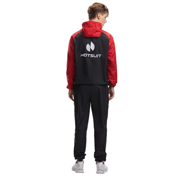 HOTSUIT Mens Sauna Suit Sweat Suit Jacket Pants Red Black XL Gym Workout Set New - Picture 5 of 10